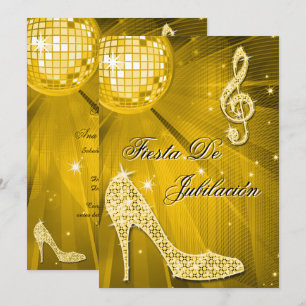 Convite Bola de discoteca, saltos brilhantes Aposentadoria