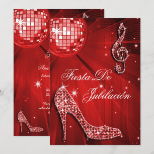 Convite Bola de discoteca, saltos brilhantes Aposentadoria