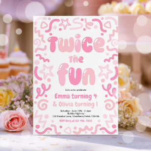 Convite Bola de festa de aniversário conjunta Twice The Fu