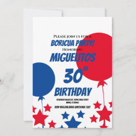 Convite Bola de Festa de Aniversário Hispano Porto-Riquenh