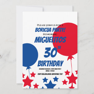 Convite Bola de Festa de Aniversário Hispano Porto-Riquenh