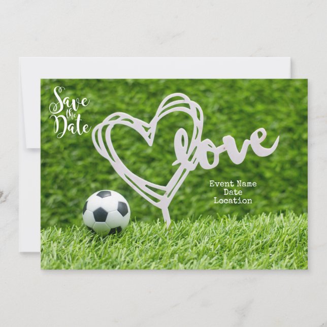 Convite Bola de futebol com amor para o casamento. (Frente)