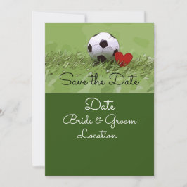 Convite Bola de futebol com coração vermelho no casamento