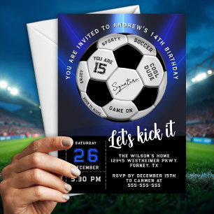Convite Bola de Futebol Personalizada Aniversário Moderno 
