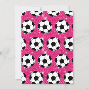 Convite Bola de Futebol Rosa Frost Brilhos Esportista Bran