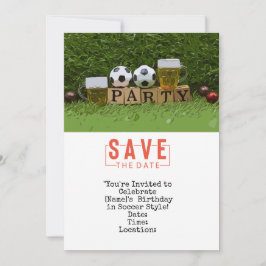 Convite Bola de futebol Salve a data para a festa de anive