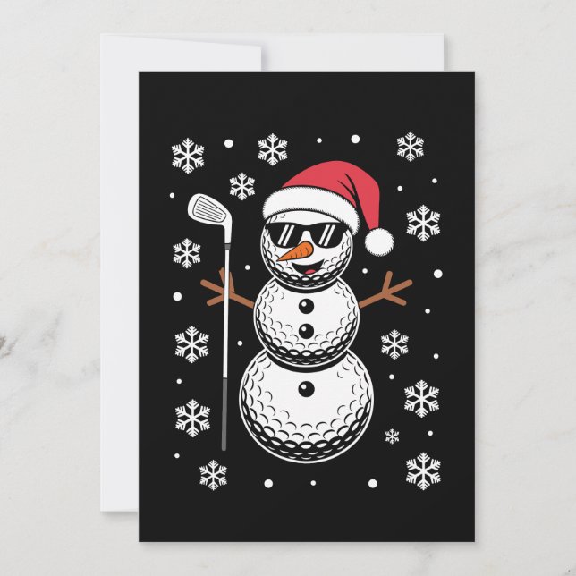 Convite Bola de Golfe de Natal Boneco de Neve Óculos de So (Frente)