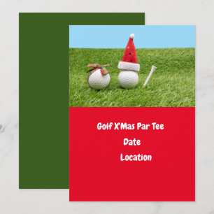Convite Bola de golfe e Santa Hat para o Golfe de Natal