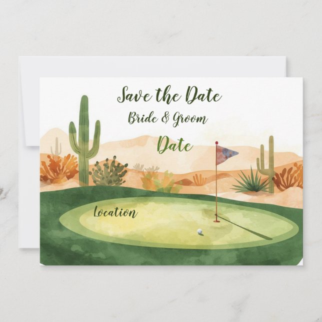 Convite Bola de golfe e tee com amor salvar a data (Frente)