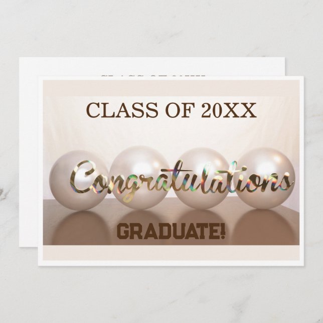 Convite Bola de Graduação de Parabéns Branca (Frente/Verso)
