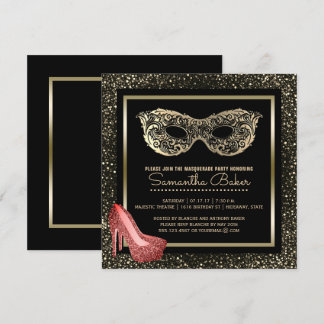 Convite Bola de Mascarada 16 Doce| Doce Rosa Dourado Dezes