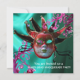 Convite Bola de Mascarada de MÁSCARA NEGRA DE FUCHSIA VER