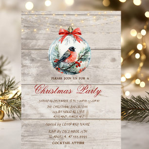 Convite Bola de Natal Corporativa Cardinal Vermelho e Frut