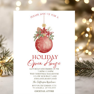 Convite Bola de Natal em aquarela Festa de Natal Casa Aber