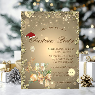 Convite Bola de Natal,Estrelas,Rena Companhia de Natal