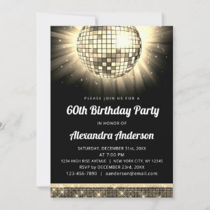 Convite Bola Disco da Festa de aniversário 60 da Dourada d