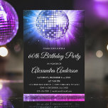 Convite Bola Disco da Festa de aniversário 60 roxa 70<br><div class="desc">Convite de festas de Bola Disco na Festa de aniversário 70. O Convite de aniversário 60º rosa e roxo é perfeito para uma moderna Festa de aniversário 60º. Os produtos correspondentes personalizados podem ser criados pelo Designer por solicitação.</div>