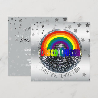Convite Bola do disco 70s da festa de aniversário | da