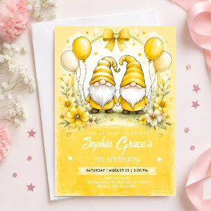Convite Bola Floral Sunshine Nome Personalizado Primeiro A