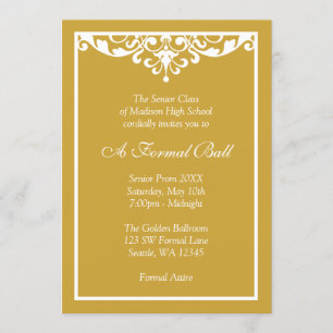Convite Bola formal da dança do ouro e do baile de