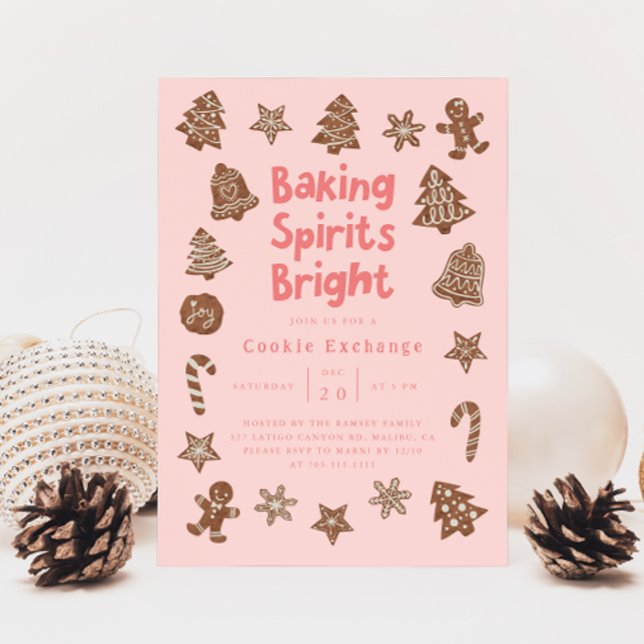 Convite Bolachas de Natal Rosa (Criador carregado)