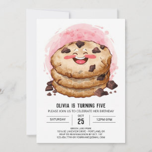 Convite Bolachas Rosa Whimsical Online Aniversário