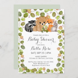 Convite Bolas de Bebê de Animais da Floresta Verde