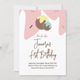 Convite Bolas de Cake Pop de Frosting Fofas para Primeiro