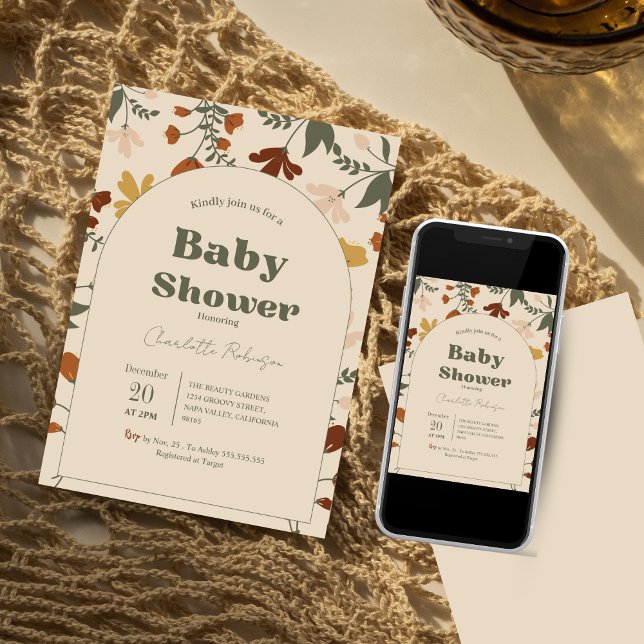 Convite Bolas de Chorinha de Flores Selvagens (Criador carregado)