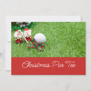 Convite Bolas de golfe com presente de Natal na relva Verd