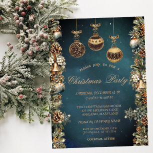 Convite Bolas de natais vintages,Sinos,Empresa Pinecones