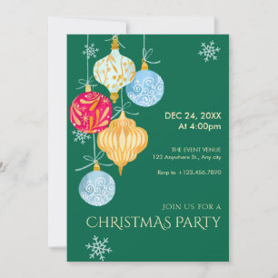 Convite bolas de natal aquarela