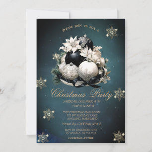 Convite Bolas de Natal Brancas Pretas, Empresa de Flocos d
