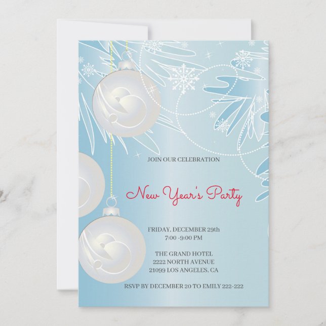 Convite Bolas de Natal Branco (Frente)