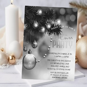Convite Bolas de Natal Cinza Festa de Natal Corporativa