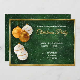 Convite Bolas De Natal Douradas E Bravas