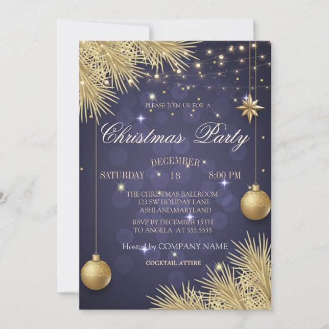 Convite Bolas de Natal Douradas Ramos Empresa de Natal (Frente)