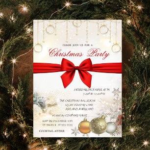 Convite Bolas de Natal Elegantes,Bow Natal Corporativo