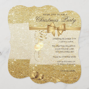 Convite Bolas de Natal Elegantes, Brilhantes, Festa de Nat