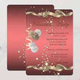 Convite Bolas de Natal Elegantes, Brilho, Festa de Natal