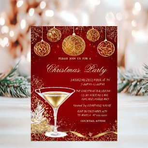 Convite Bolas de Natal Elegantes, Companhia Vermelho Champ