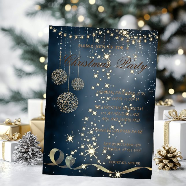 Convite Bolas de Natal Elegantes,Festa de Natal (Criador carregado)