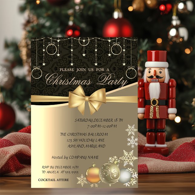 Convite Bolas de Natal Elegantes, Festa de Natal Corporati (Criador carregado)