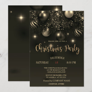 Convite Bolas de Natal Elegantes Festa de Natal da Empresa