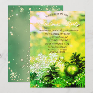 Convite Bolas de Natal Floco de Neve Pinhas Verde