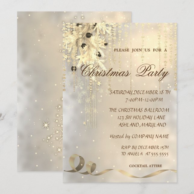 Convite Bolas de Natal,Flocos de Neve ,Festa Corporativa (Frente/Verso)