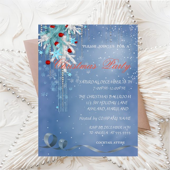 Convite Bolas de Natal,Flocos de Neve ,Festa Corporativa (Criador carregado)
