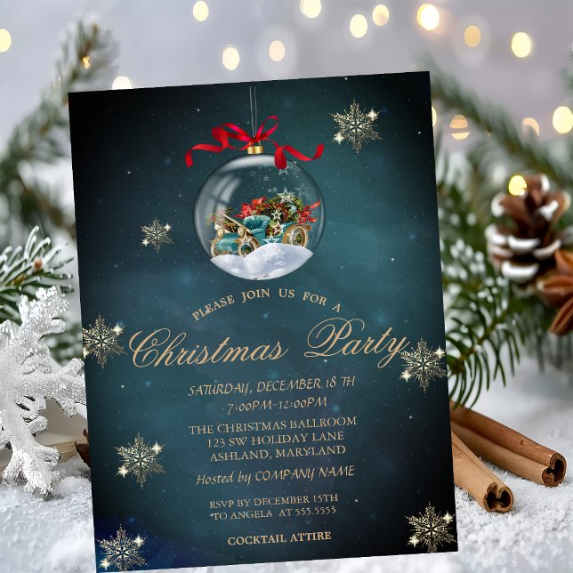 Convite Bolas de Natal Legais, Festa de Empresa com Flocos (Criador carregado)