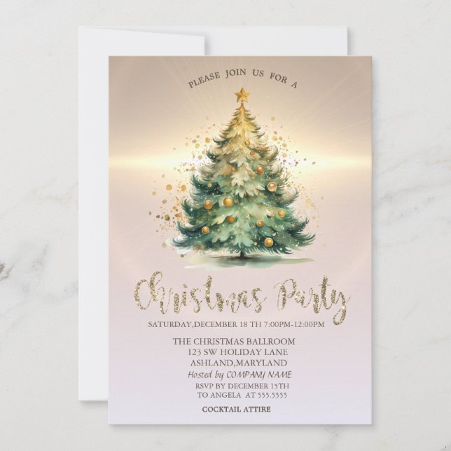 Convite Bolas de Natal Luxuosas Empresa Dourada (Frente)