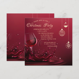 Convite Bolas de Natal, Taça de Vinho Corporativo de Natal
